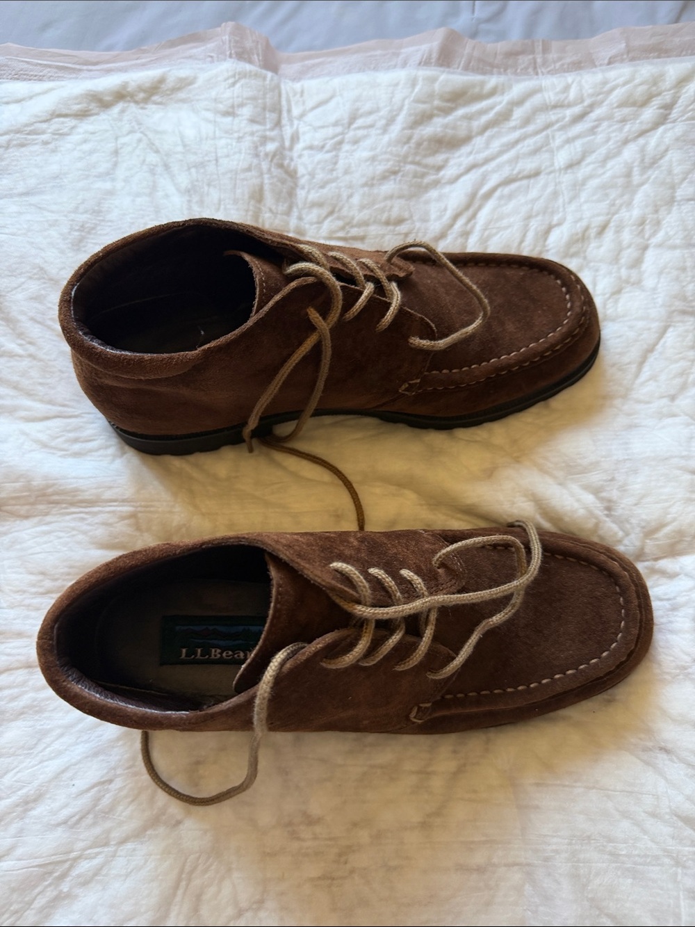L.L. Bean woman’s Brown Suede Chukka Boots with Lace-Up Moc Toe